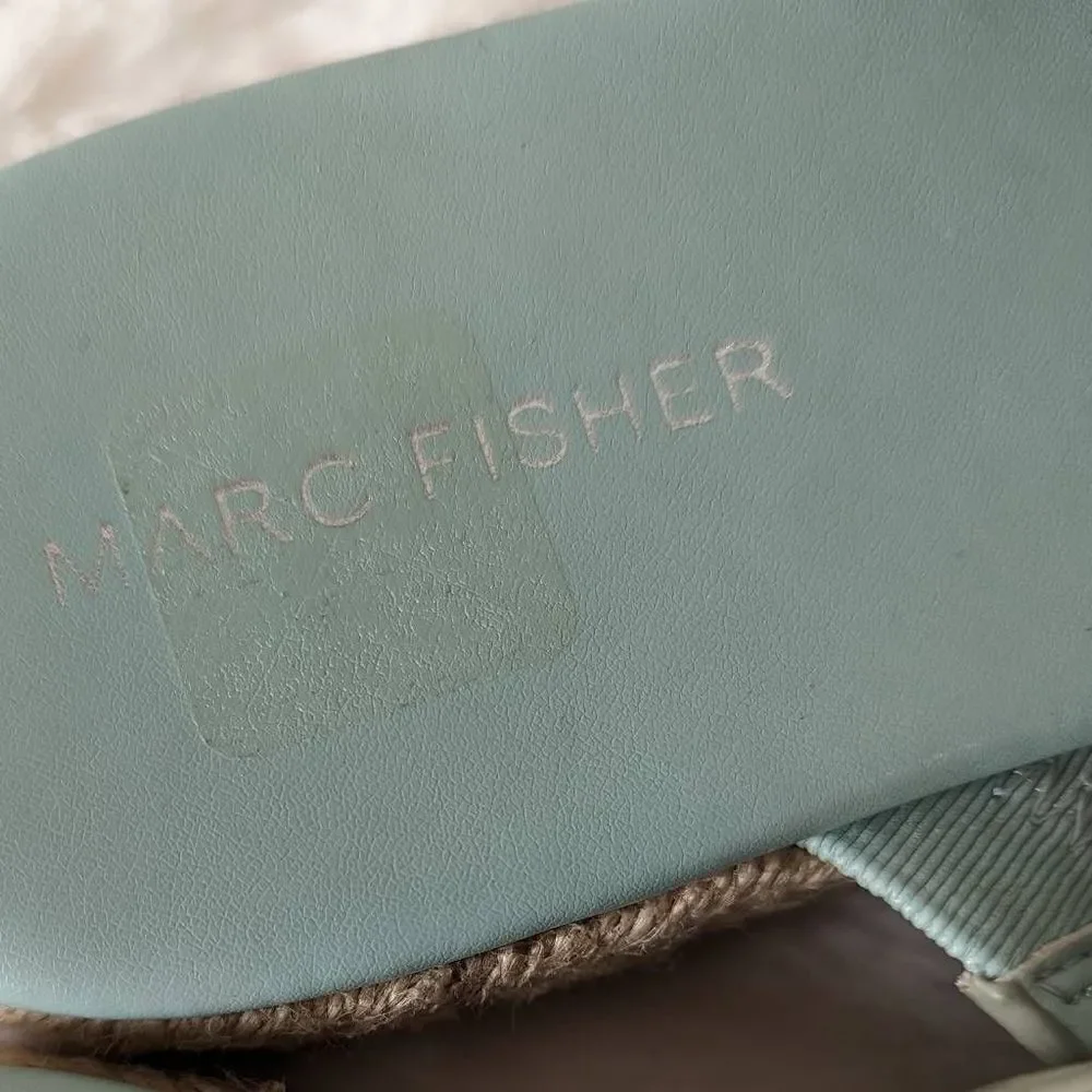 Marc Fisher Prisca Ball-Studded Espadrille Sandals Sage Green Size 8.5